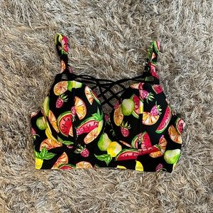 Black Multi-Fruit Lattice Bathing Suit Top - Torrid